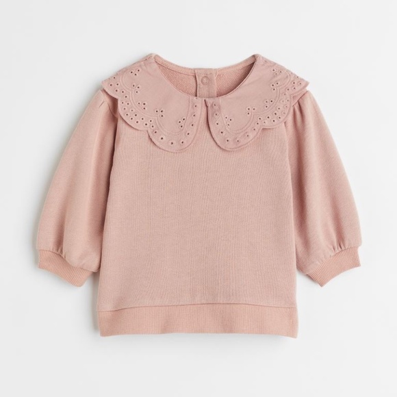H&M Other - H&M Toddler Girls Blush Pink Sweatshirt Peter Pan Collar 2T